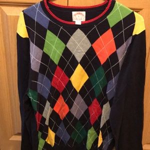 Brooks Bros Navy Multi Colored Argyle Sweater